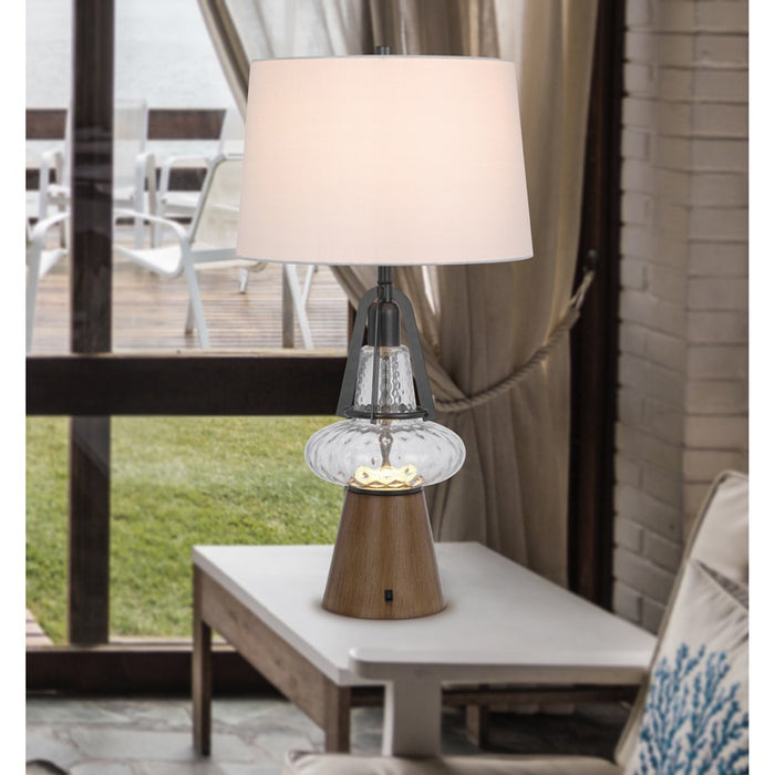 Cal Lighting Marietta 2 Lt Table Lamp, Oak/Iron Grey