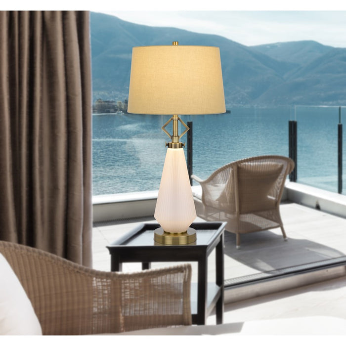 Cal Lighting Carrizo 2 Lt Table Lamp, Antique Brass/Frosted Glass