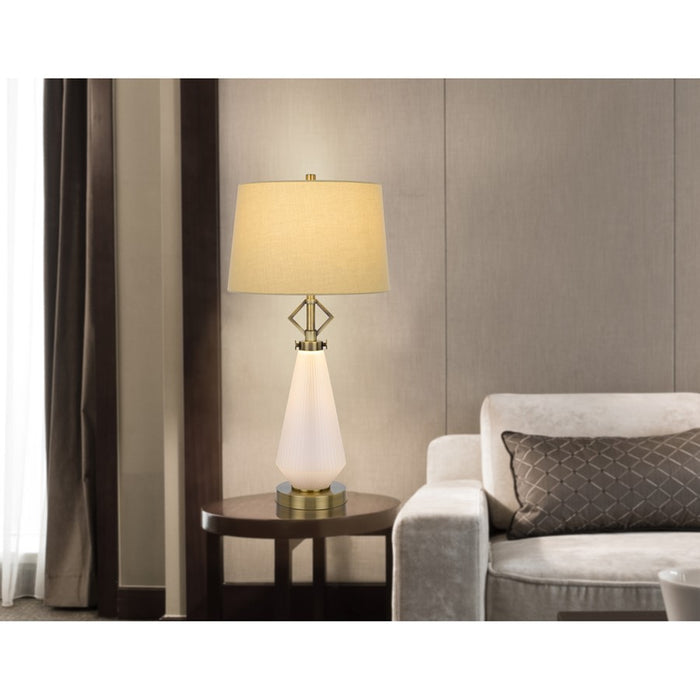 Cal Lighting Carrizo 2 Lt Table Lamp, Antique Brass/Frosted Glass
