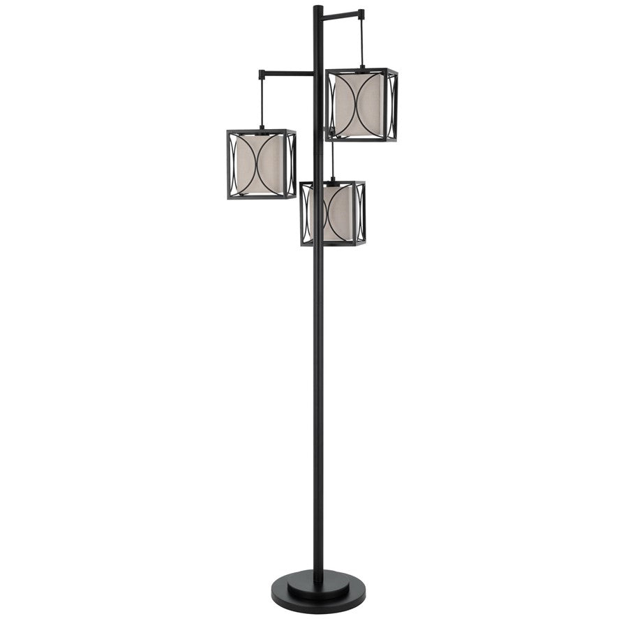 Cal Lighting Lantern 3 Lt Floor Lamp, Black Iron - BO-3193FL