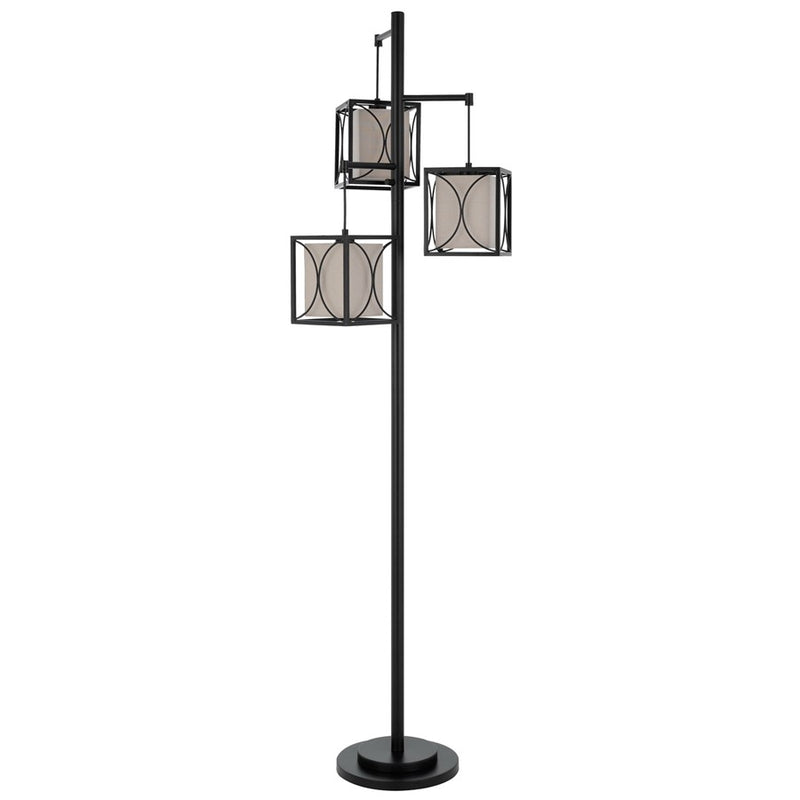 Cal Lighting Lantern 3 Lt Floor Lamp, Black Iron