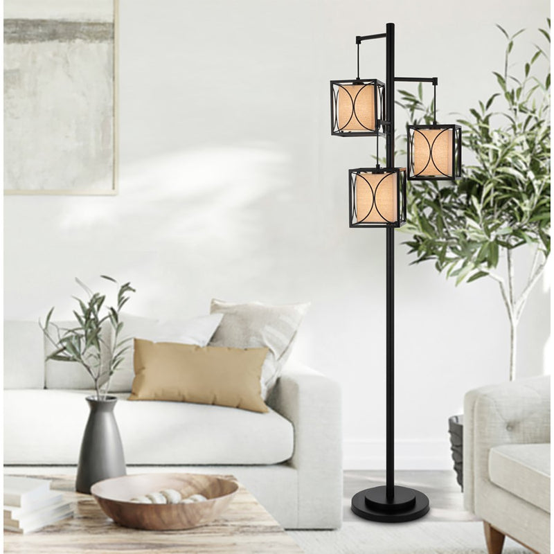 Cal Lighting Lantern 3 Lt Floor Lamp, Black Iron