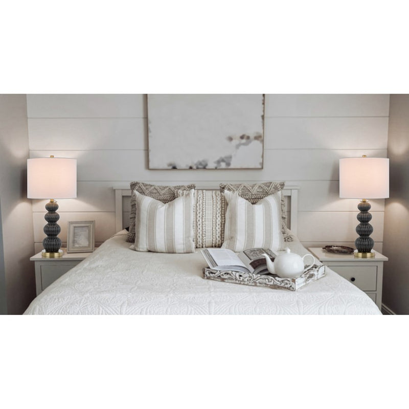 Cal Lighting Carlisle 1 Lt 2 Lamp Set, Dark Grey/Antique Brass