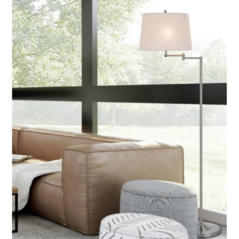 Cal Lighting Colton 1 Lt Floor Lamp, Brushed Steel