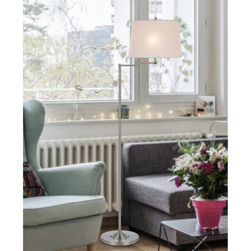 Cal Lighting Colton 1 Lt Floor Lamp, Brushed Steel