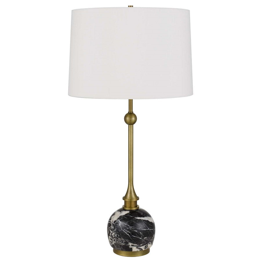 Cal Lighting Midlands 1 Lt Table Lamp, Antique Brass/Black Marble - BO-3200TB