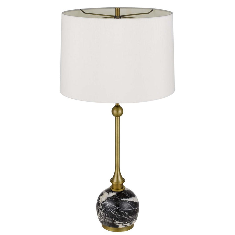 Cal Lighting Midlands 1 Lt Table Lamp, Antique Brass/Black Marble