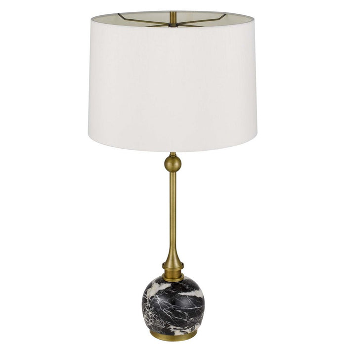 Cal Lighting Midlands 1 Lt Table Lamp, Antique Brass/Black Marble
