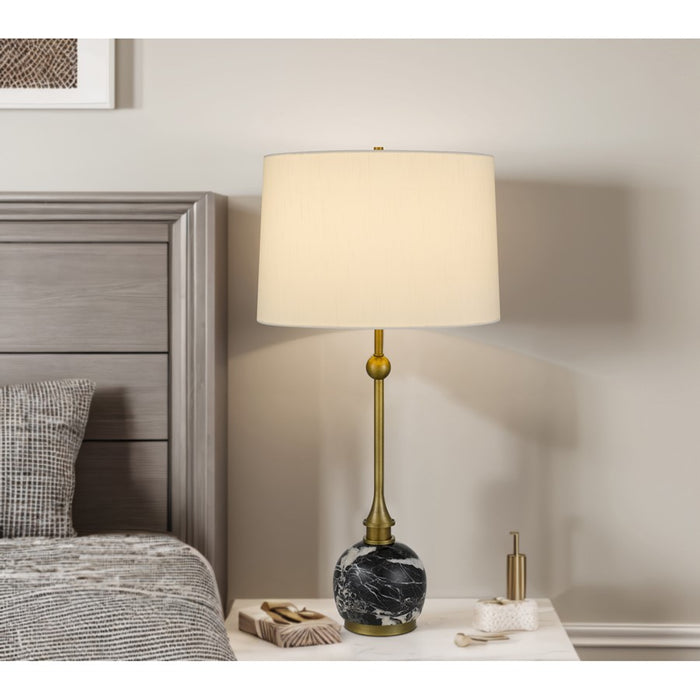 Cal Lighting Midlands 1 Lt Table Lamp, Antique Brass/Black Marble