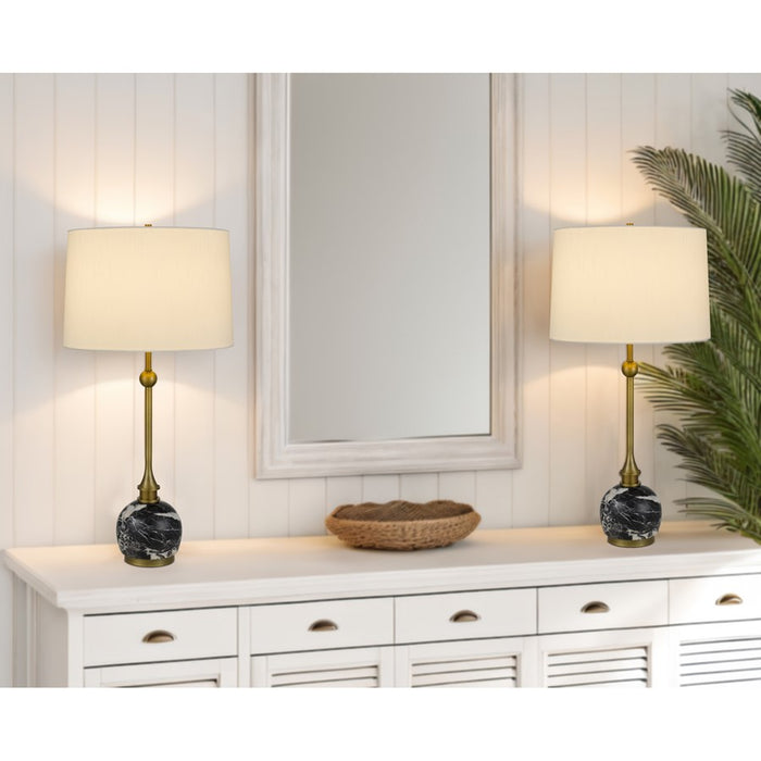 Cal Lighting Midlands 1 Lt Table Lamp, Antique Brass/Black Marble