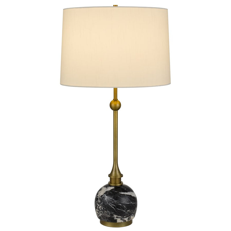 Cal Lighting Midlands 1 Lt Table Lamp, Antique Brass/Black Marble