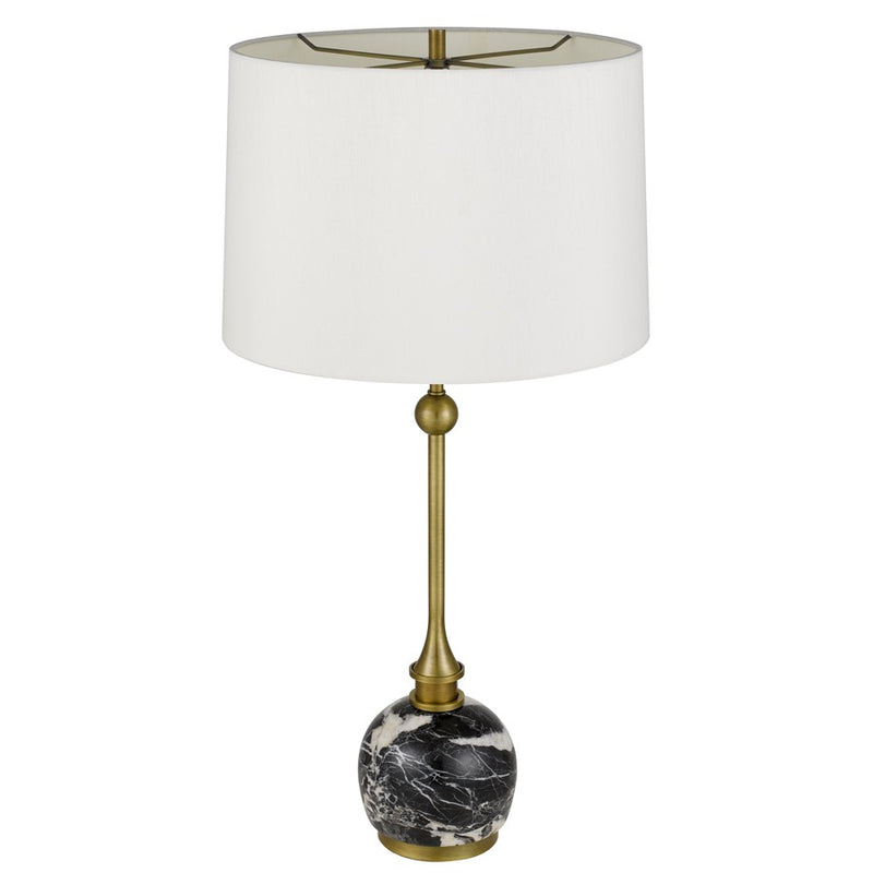 Cal Lighting Midlands 1 Lt Table Lamp, Antique Brass/Black Marble