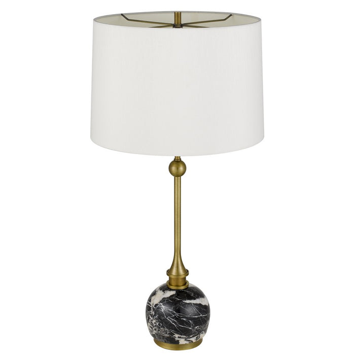 Cal Lighting Midlands 1 Lt Table Lamp, Antique Brass/Black Marble