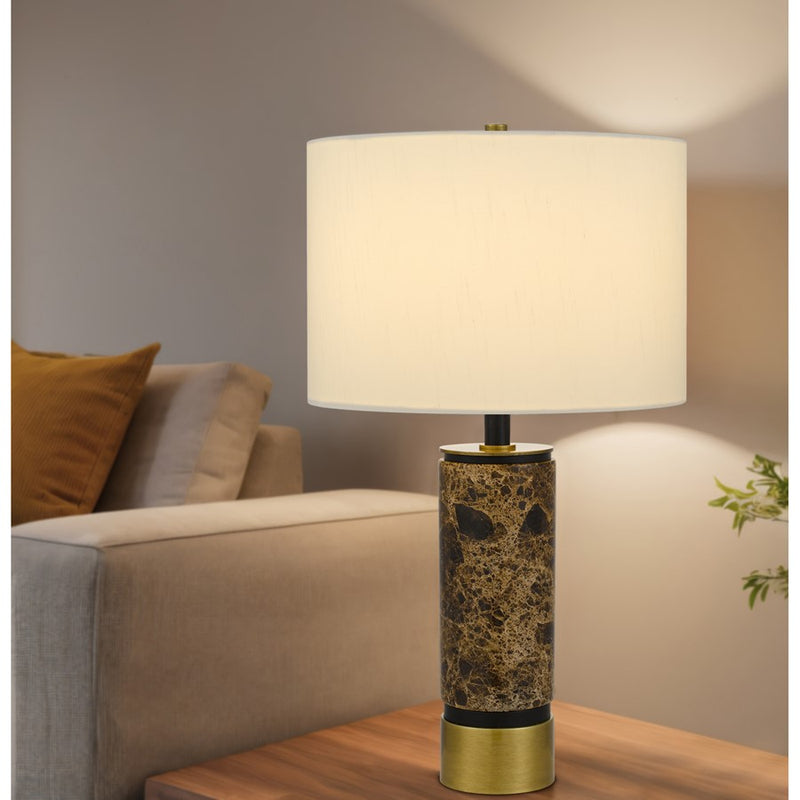Cal Lighting Salford 1 Lt Table Lamp, Antique Brass/Black Marble