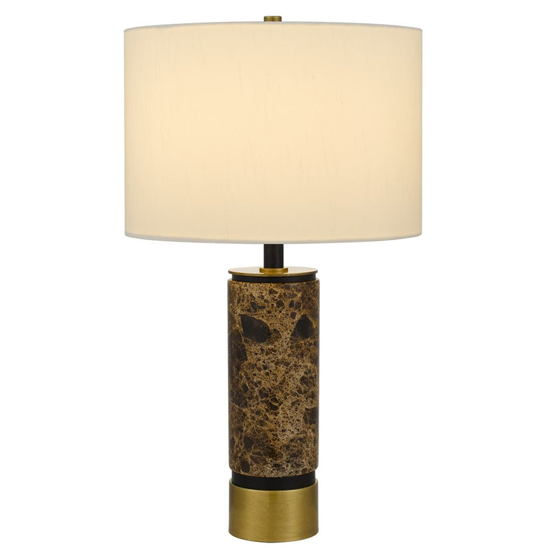 Cal Lighting Salford 1 Lt Table Lamp, Antique Brass/Black Marble