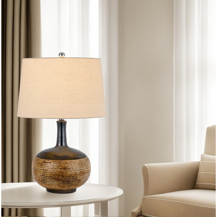 Cal Lighting Yuma 1 Lt Table Lamp, Terra Cotta/Black
