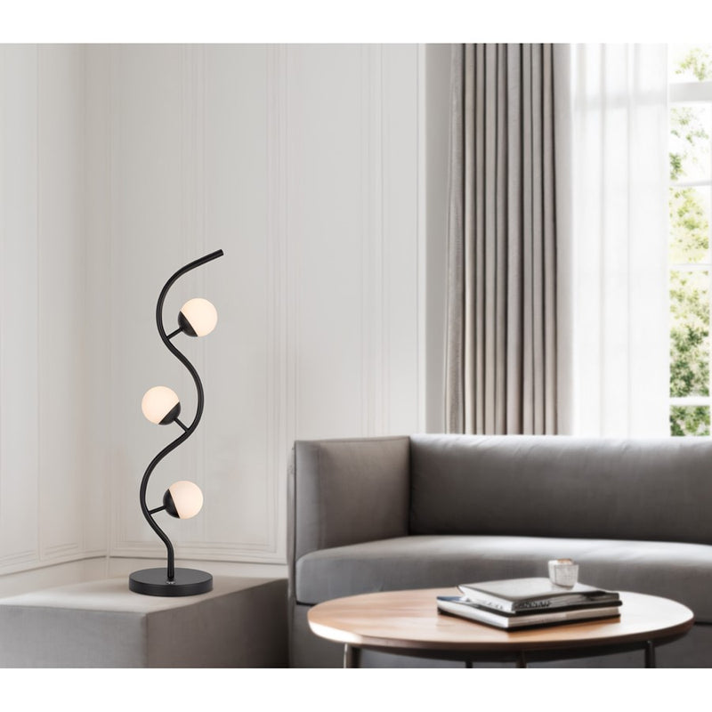 Cal Lighting Evanston 3 Lt Table Lamp, Black