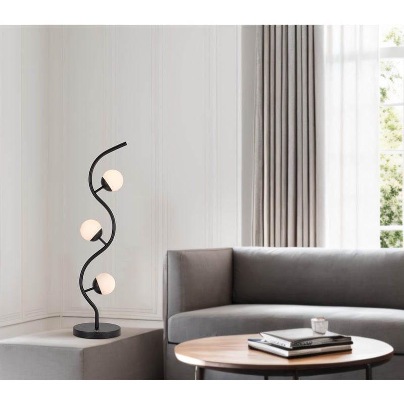 Cal Lighting Evanston 3 Lt Table Lamp, Black