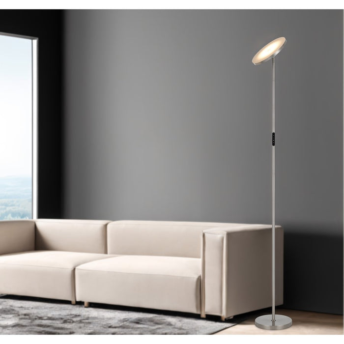 Cal Lighting Christi 1 Lt Torchiere, Brushed Steel