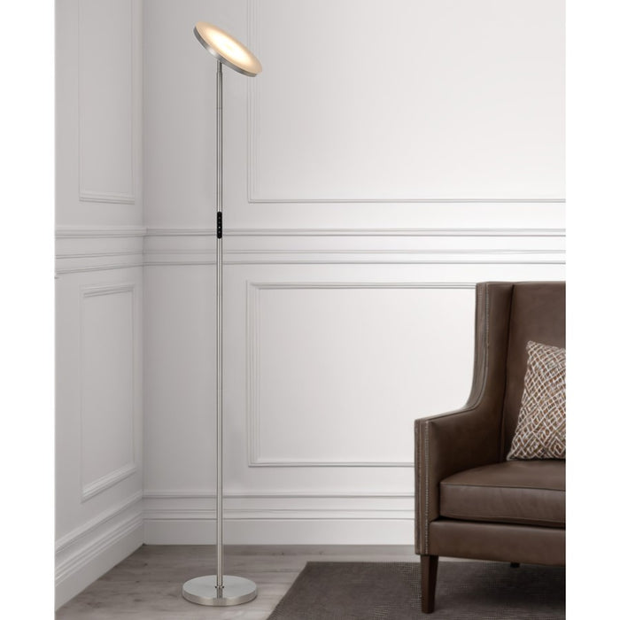 Cal Lighting Christi 1 Lt Torchiere, Brushed Steel