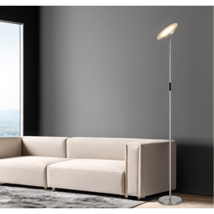 Cal Lighting Christi 1 Lt Torchiere, Brushed Steel