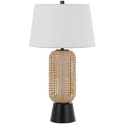 Cal Lighting Wicker 2 Lt Table Lamp, Wicker/Black - BO-3219TB