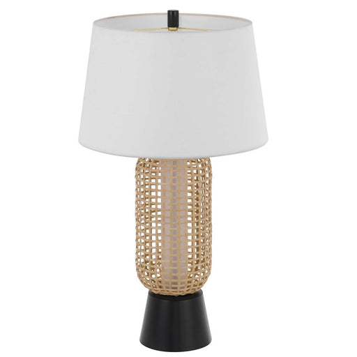Cal Lighting Wicker 2 Lt Table Lamp, Wicker/Black