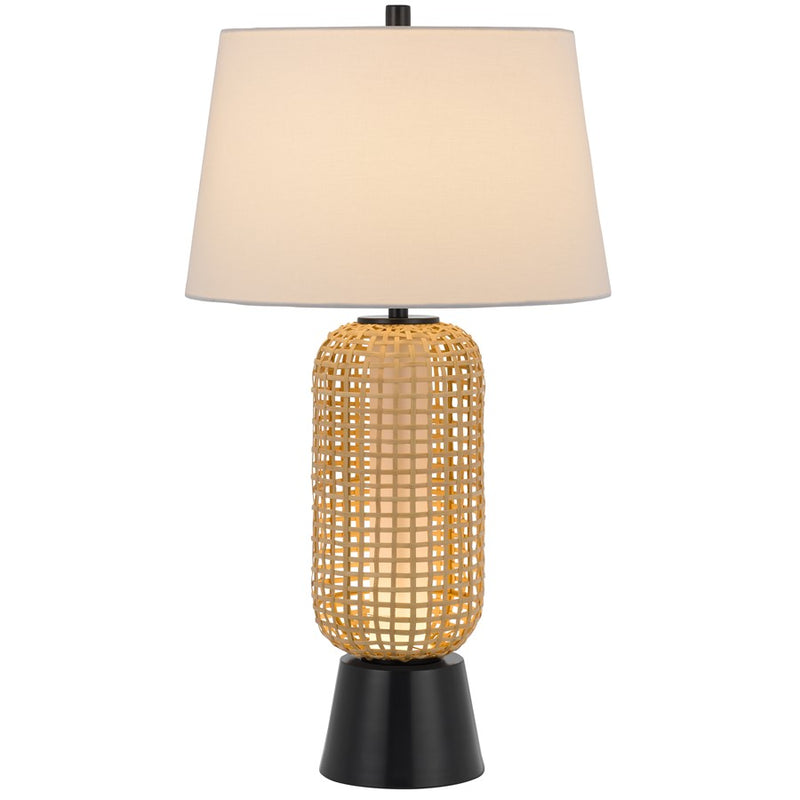 Cal Lighting Wicker 2 Lt Table Lamp, Wicker/Black