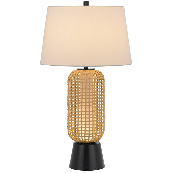 Cal Lighting Wicker 2 Lt Table Lamp, Wicker/Black
