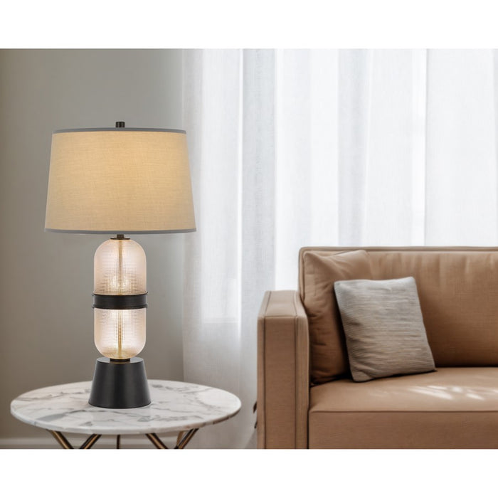 Cal Lighting Sesto 2 Lt Table Lamp, Frosted Glass/Black