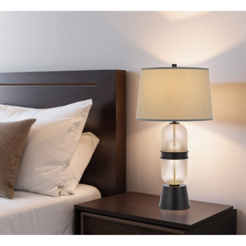 Cal Lighting Sesto 2 Lt Table Lamp, Frosted Glass/Black