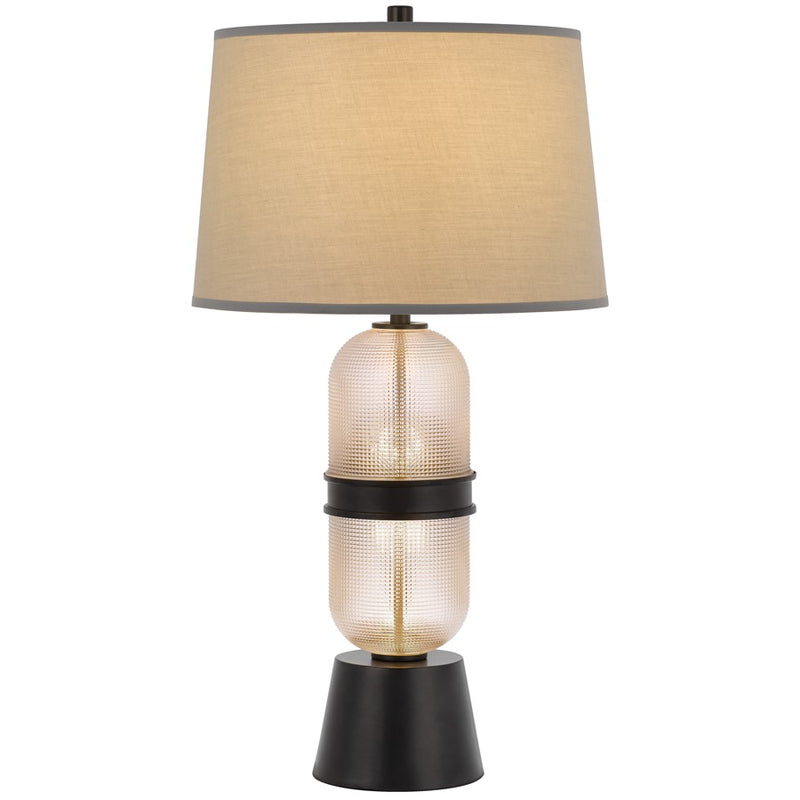 Cal Lighting Sesto 2 Lt Table Lamp, Frosted Glass/Black