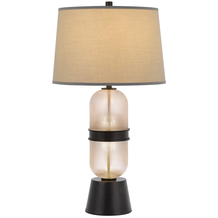 Cal Lighting Sesto 2 Lt Table Lamp, Frosted Glass/Black