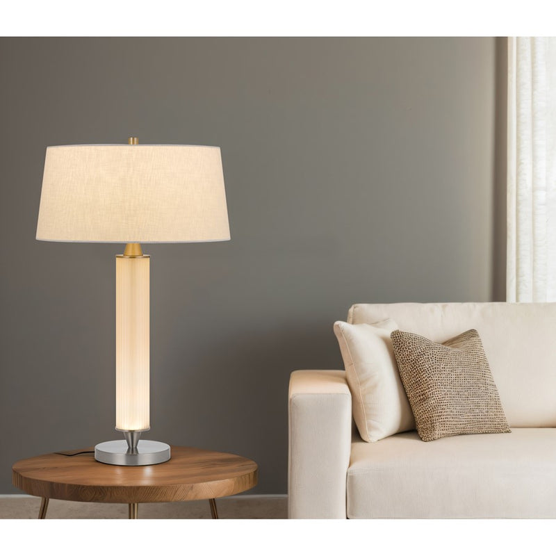 Cal Lighting Pavia 2 Lt Table Lamp, Fluted frosted Glass/Steel