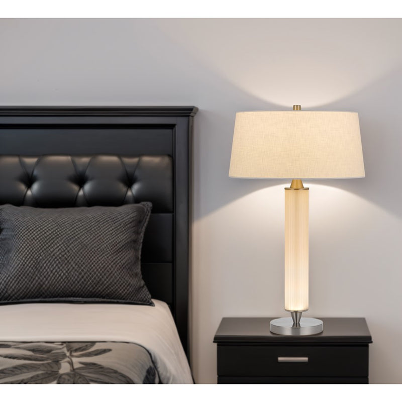 Cal Lighting Pavia 2 Lt Table Lamp, Fluted frosted Glass/Steel