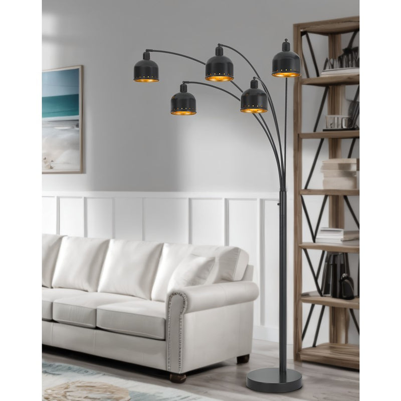 Cal Lighting Lovett 5 Light 86" Floor Lamp, Dark Bronze/Bronze