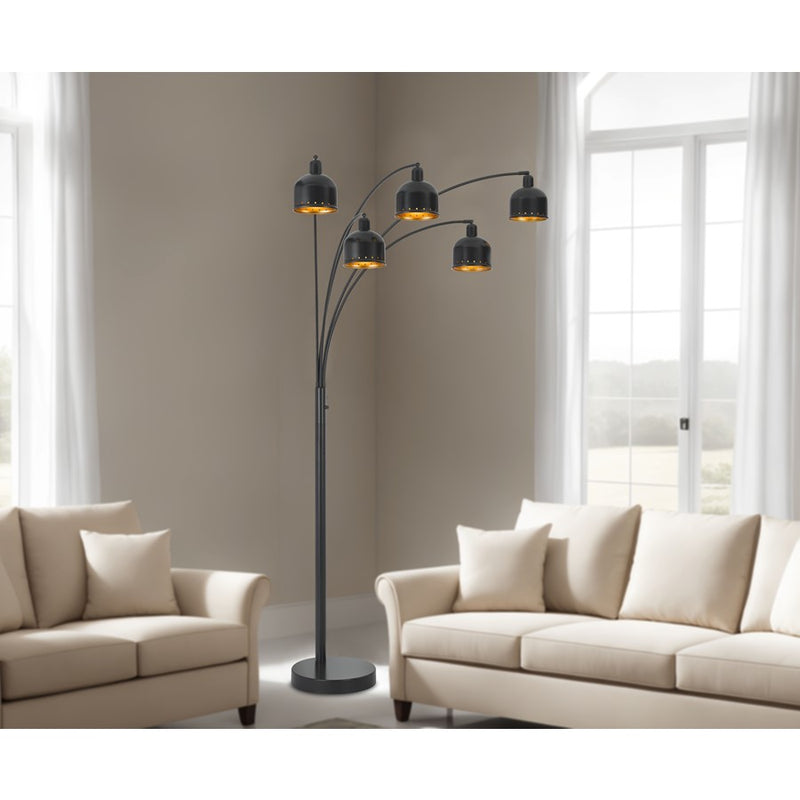 Cal Lighting Lovett 5 Light 86" Floor Lamp, Dark Bronze/Bronze
