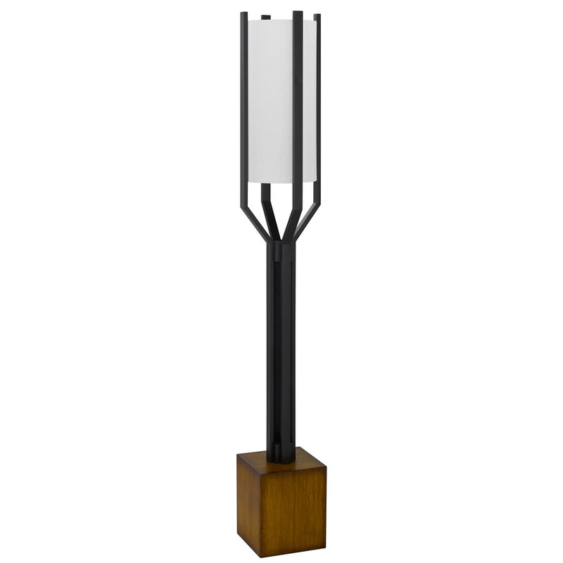 Cal Lighting Woodsmere 1 Light 60" Floor Lamp, Black/Wood/Off White - BO-3233FL