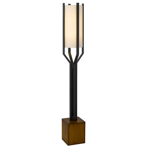 Cal Lighting Woodsmere 1 Light 60" Floor Lamp, Black/Wood/Off White