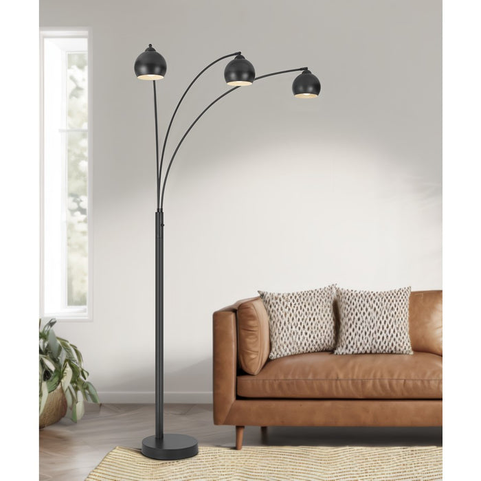 Cal Lighting Carley 3 Lt 92" Floor Lamp, Charcoal Grey
