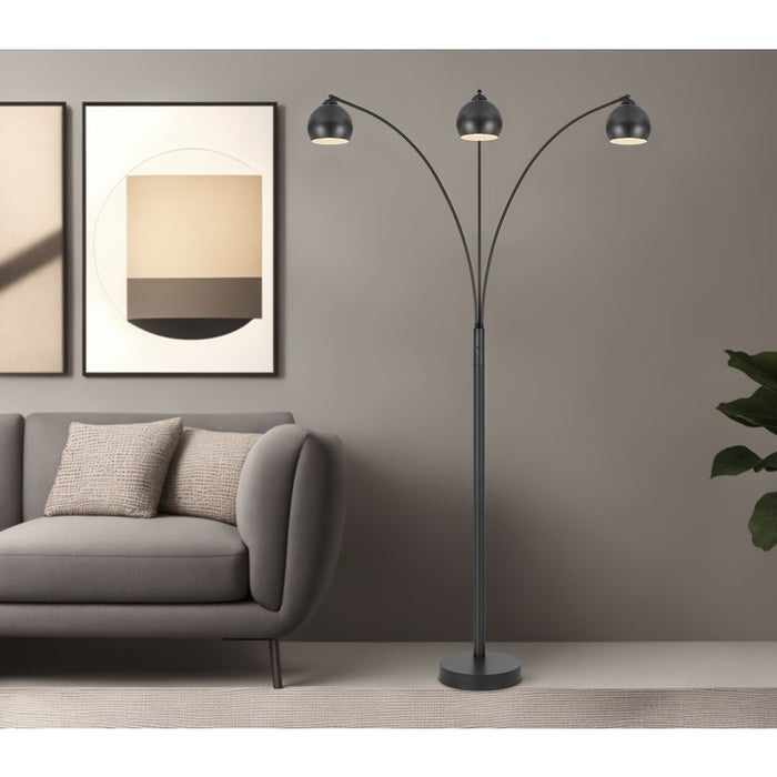 Cal Lighting Carley 3 Lt 92" Floor Lamp, Charcoal Grey