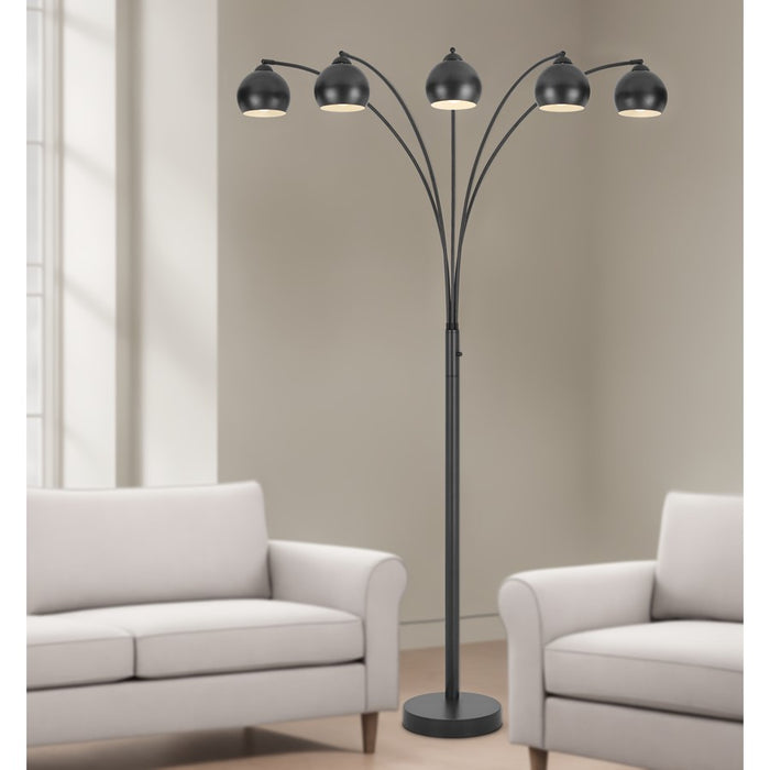 Cal Lighting Carley 5 Light 88" Floor Lamp, Charcoal Grey