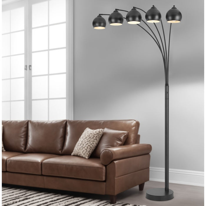 Cal Lighting Carley 5 Light 88" Floor Lamp, Charcoal Grey