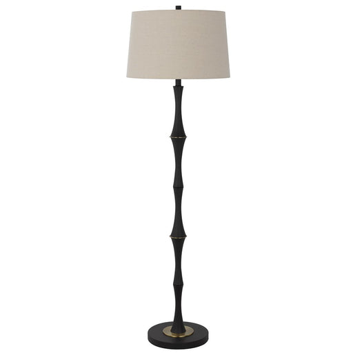 Cal Lighting Salter 1 Light 59.25" Floor Lamp, Black/Brass/Linen - BO-3241FL