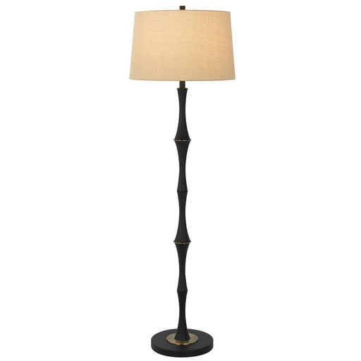 Cal Lighting Salter 1 Light 59.25" Floor Lamp, Black/Brass/Linen