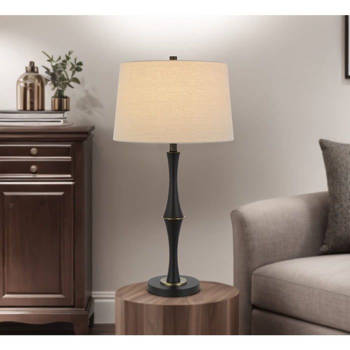 Cal Lighting Salter 1 Light 31" Table Lamp, Black/Brass/Linen