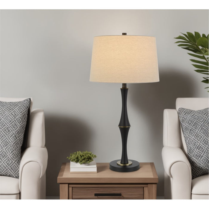 Cal Lighting Salter 1 Light 31" Table Lamp, Black/Brass/Linen