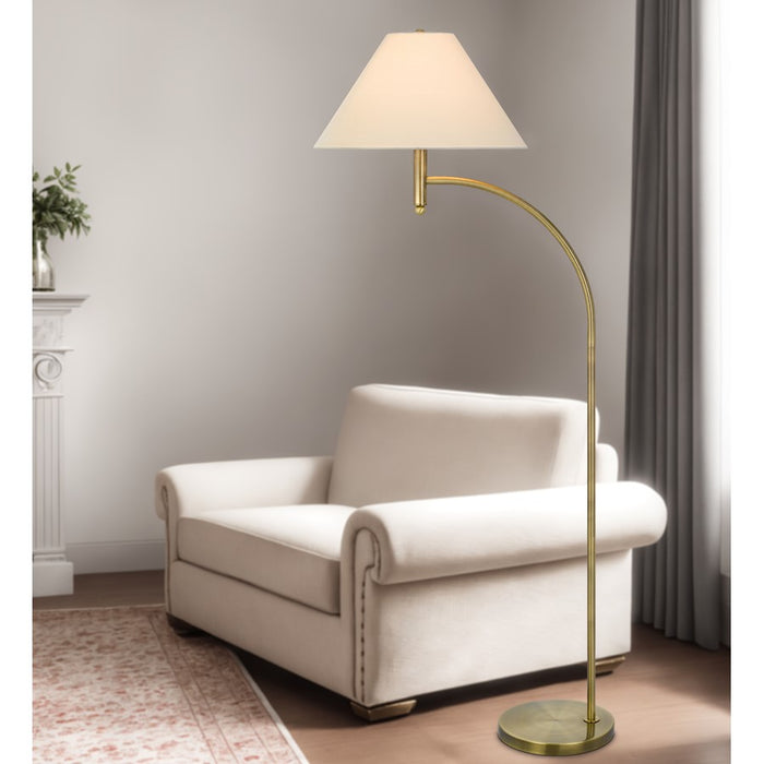 Cal Lighting Mosley 1 Light 65" Floor Lamp, Brass/Off White