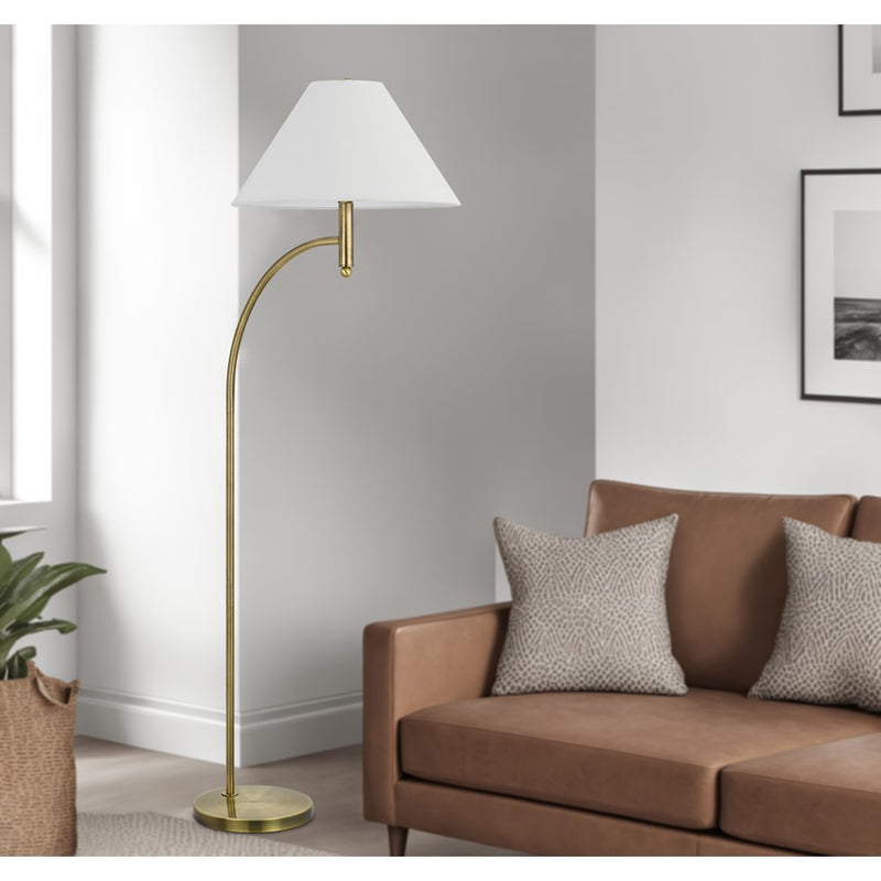 Cal Lighting Mosley 1 Light 65" Floor Lamp, Brass/Off White