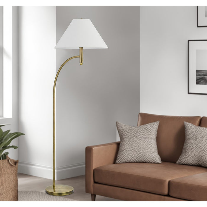 Cal Lighting Mosley 1 Light 65" Floor Lamp, Brass/Off White